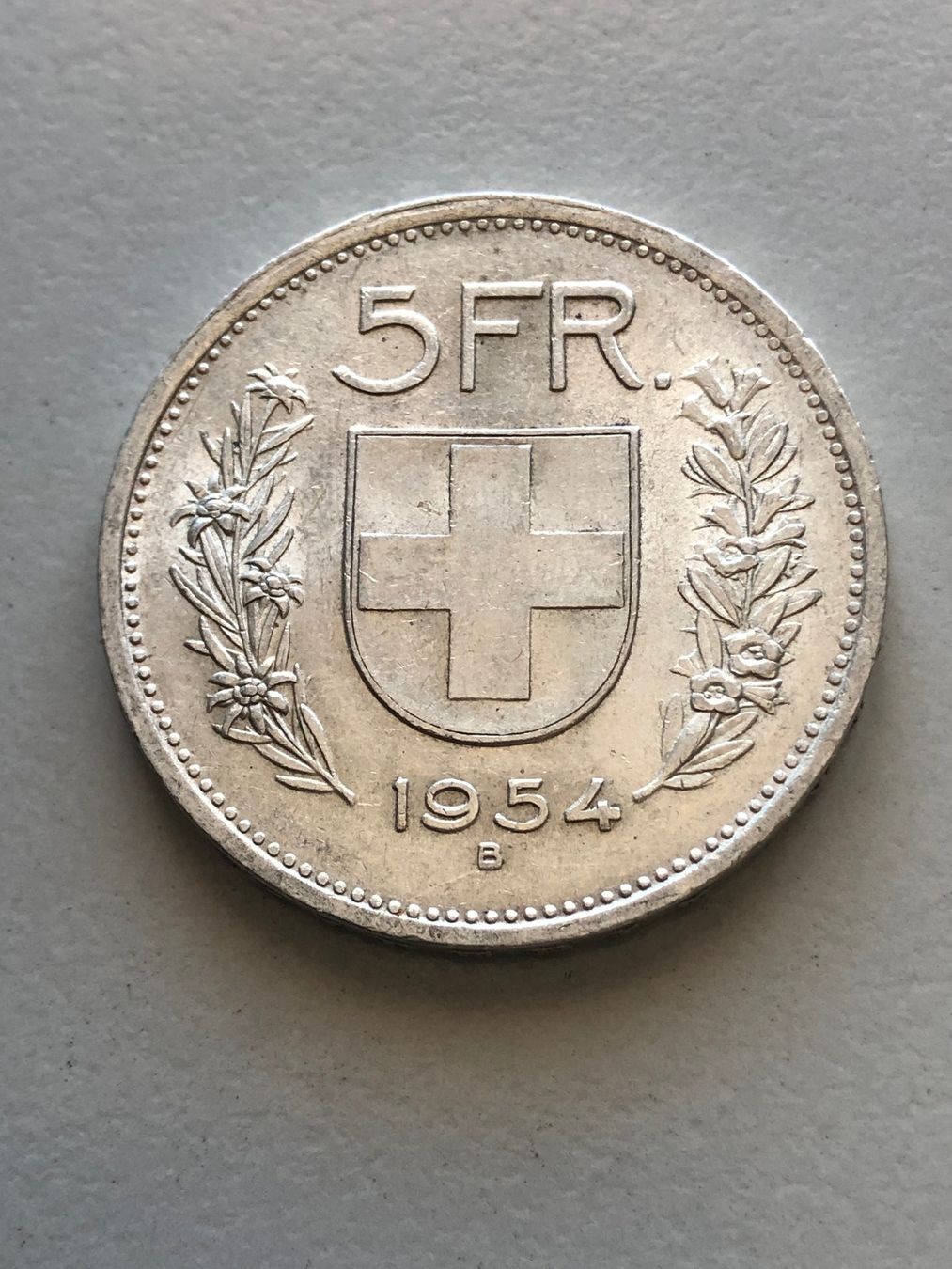 Alle Münzen: 5 Fr. 1954 – Gebraucht aus Schötz von Odpa