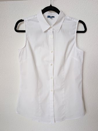 Sleeveless White Blouse,, Size 36