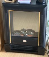Elektro Kamin Schwarz mit Goldrand funktionstüchtig