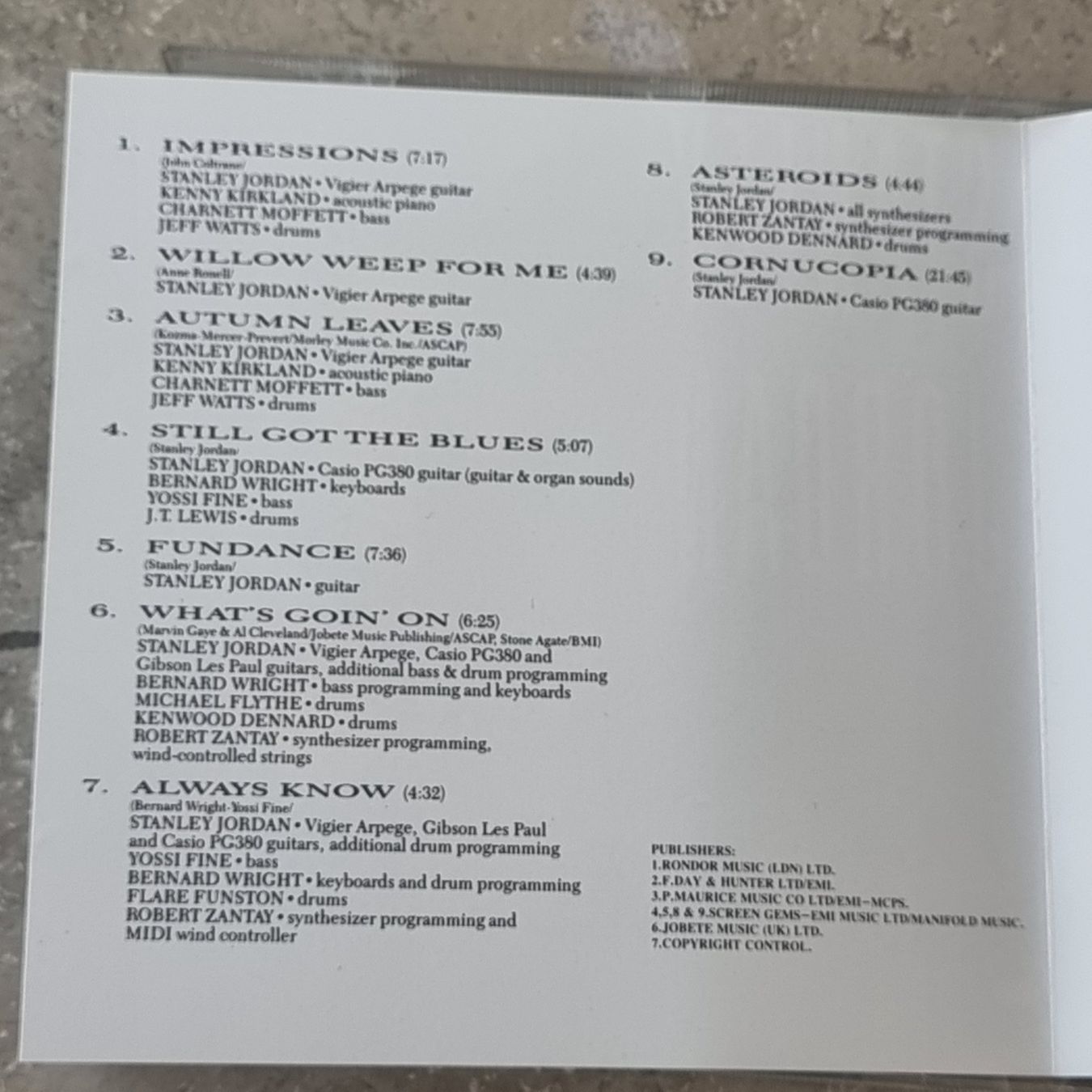 CDs: Stanley Jordan - Cornucopia (CD) Master of Guitar Tapping – Gebraucht aus Villigen von Tschachtlan 4