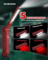 4x LED Werkstattlampe Akku mit Magnet & Haken