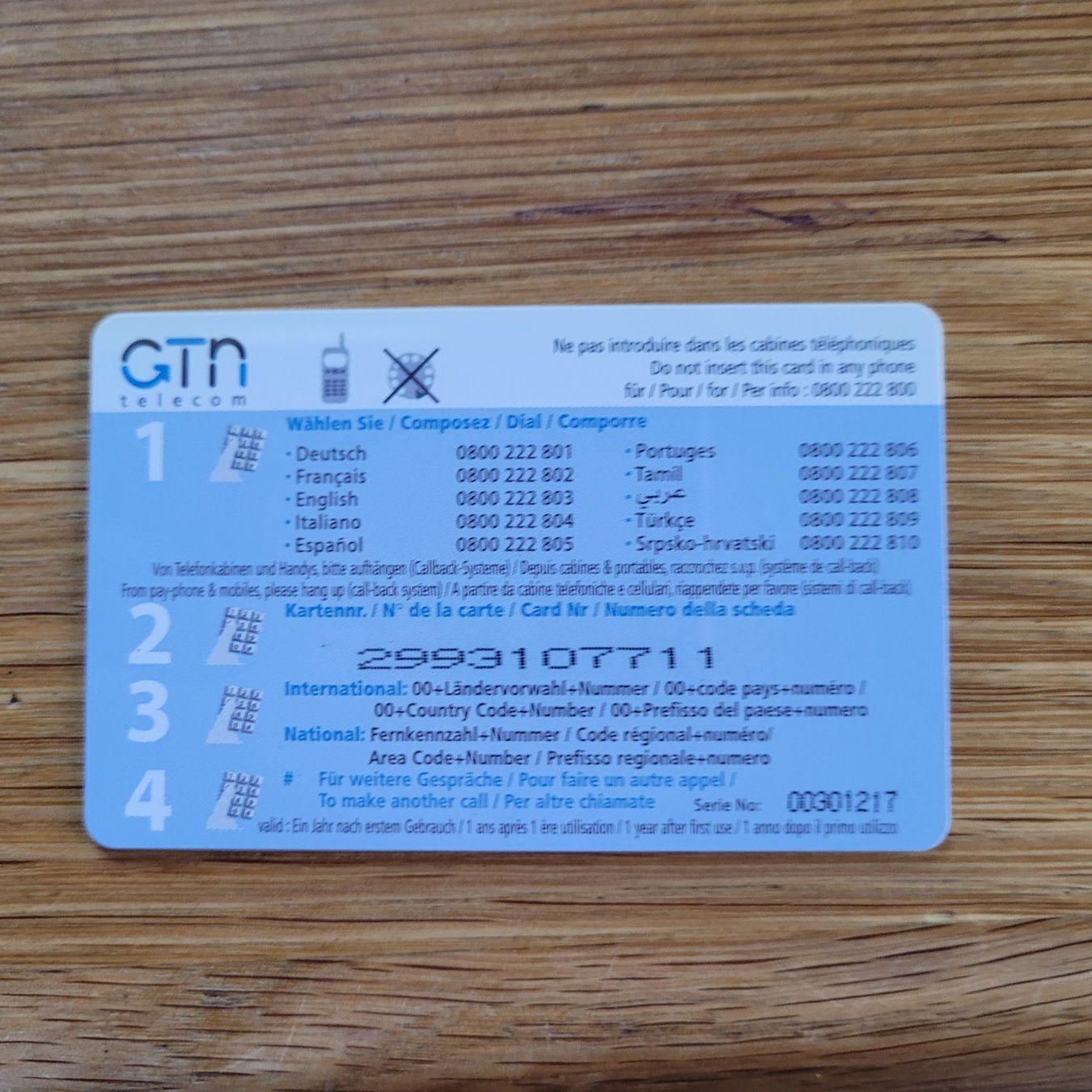 Carte Téléphonique GTN Télécom (Gebraucht) in Biel/Bienne für CHF 1 ...