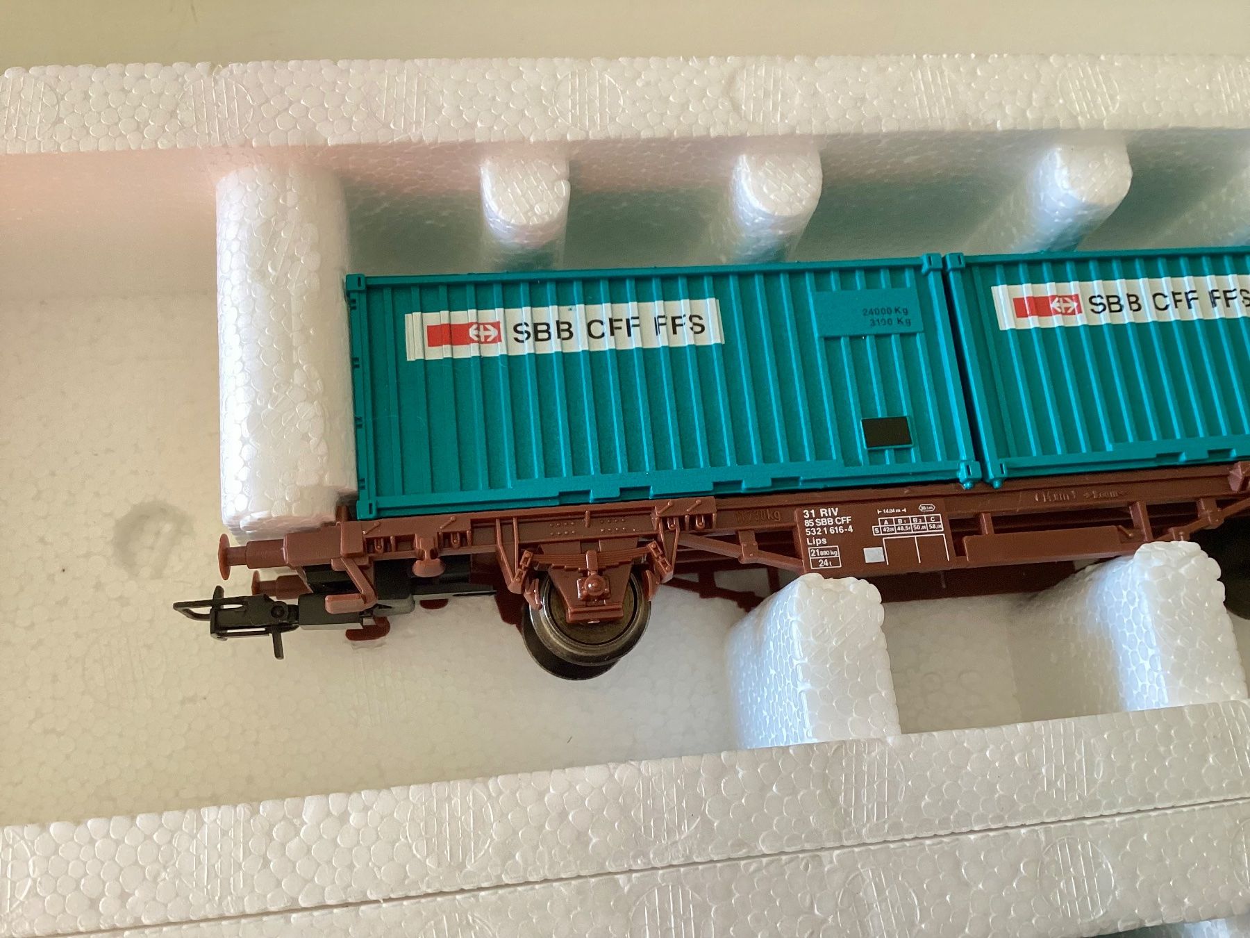 Lima Modellini di ferrovie: 2 x Lima 303302, Containerwagen der SBB – Usato da Vacallo venduto da G1965 1
