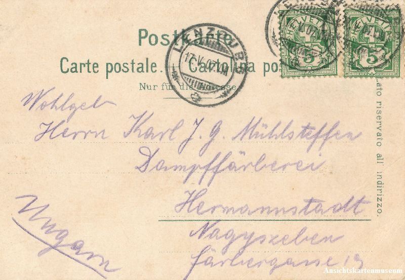 Cartoline postali: Kleine Scheidegg - Bahn Bahnhof + 1907 – Usato da Emmenbrücke venduto da teestube 1