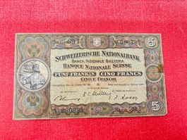 5 Franken Banknote 1949 gebraucht