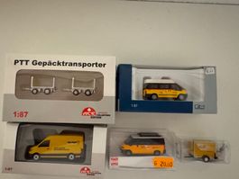 5 Post-Fahrzeuge 1/87 Busch Rietze Busch unbespielt