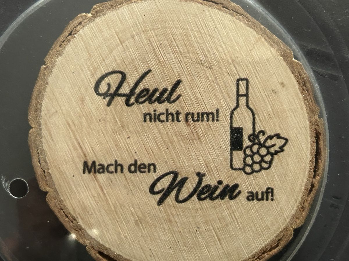 Calamite: ***2x Holz Baumscheiben-Magnete mit Spruch – Nuovo e nell'imballaggio originale da Winterthur venduto da stella67 2