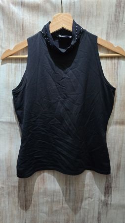 🎉 Mock Neck Top - S - Strass-Verzierung am Kragen
