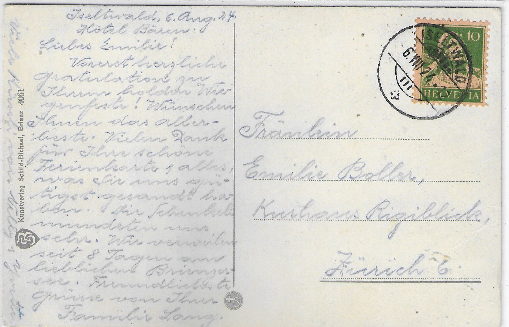 Cartoline postali: Iseltwald am Brienzersee - Salon-Dampfer - Litho – Usato da Ettingen venduto da Kartenplanet 1