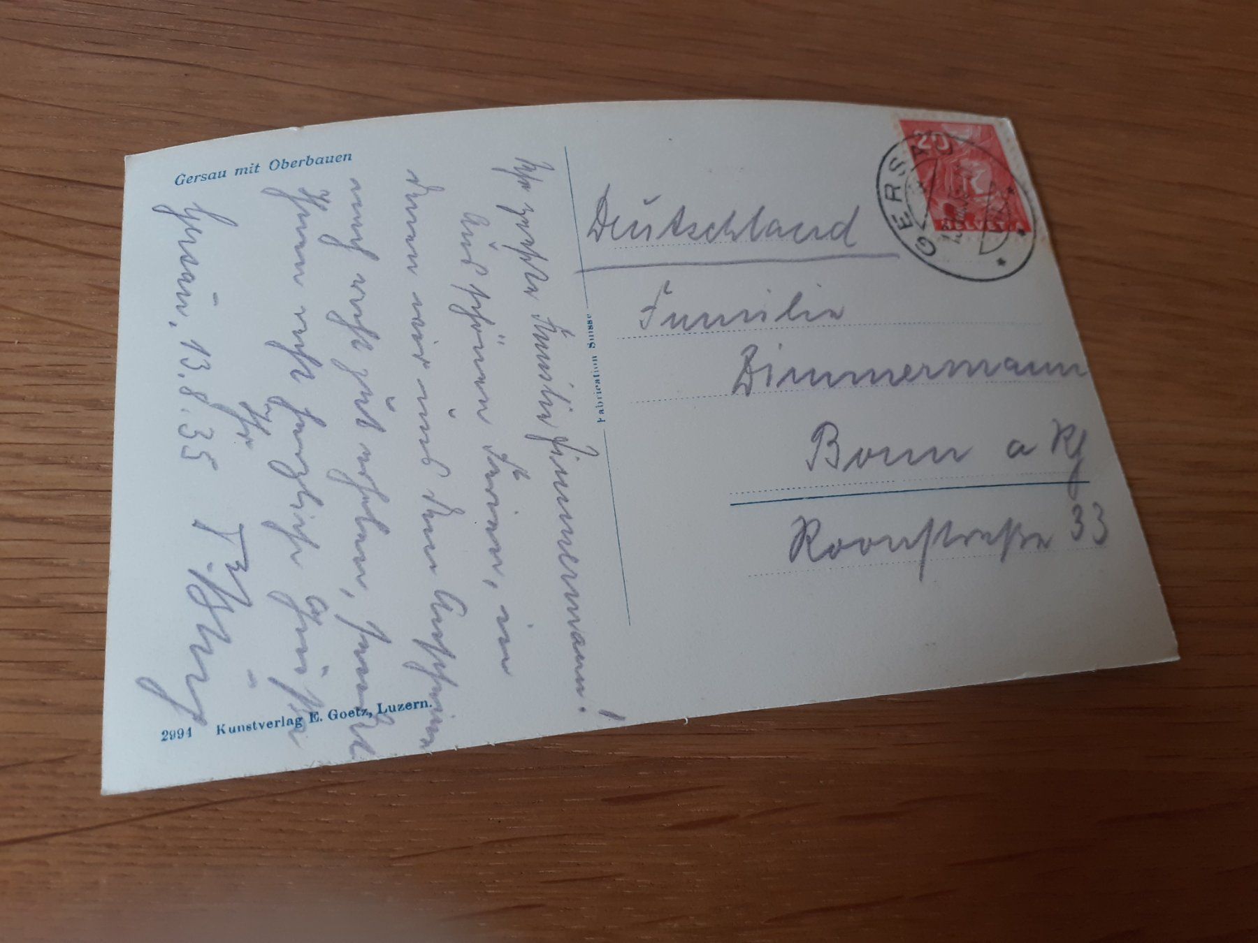 Cartoline postali: GERSAU mit OBERBAUEN - 1935 – Usato da Winterthur venduto da Ornyx7 1