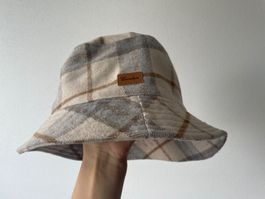 Schicker Damen Fischerhut Gr. L, beige/braun kariert