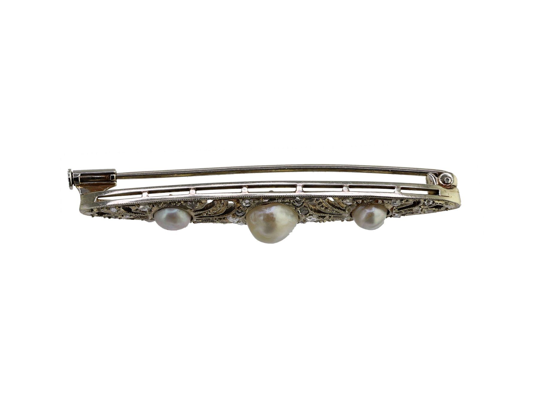 Spille & Fermagli: Natur-Perlen Diamant Stabbrosche, – Usato da Zürich venduto da Vintage-Jewellery 3