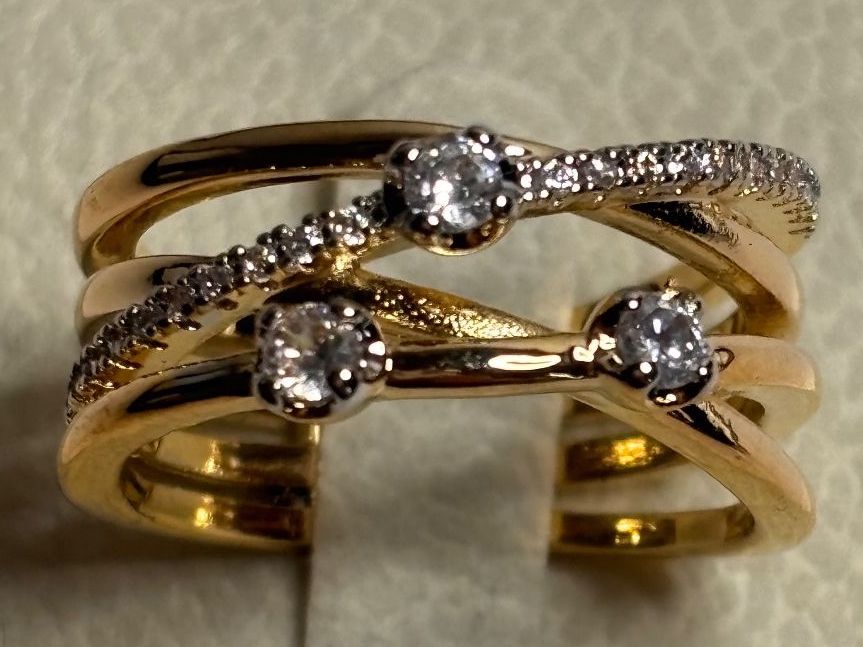 Anelli: Bague croisée plaquée or & diamants – Nuovo (secondo la descrizione) da Lausanne venduto da mel2dreams 1