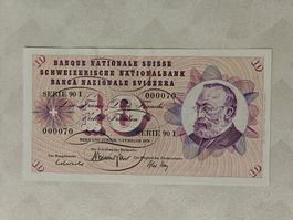 Schweiz 10 Franken Banknote fast wie neu 1974