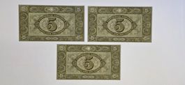 3x 5.- Franken Banknote Serie 36 E