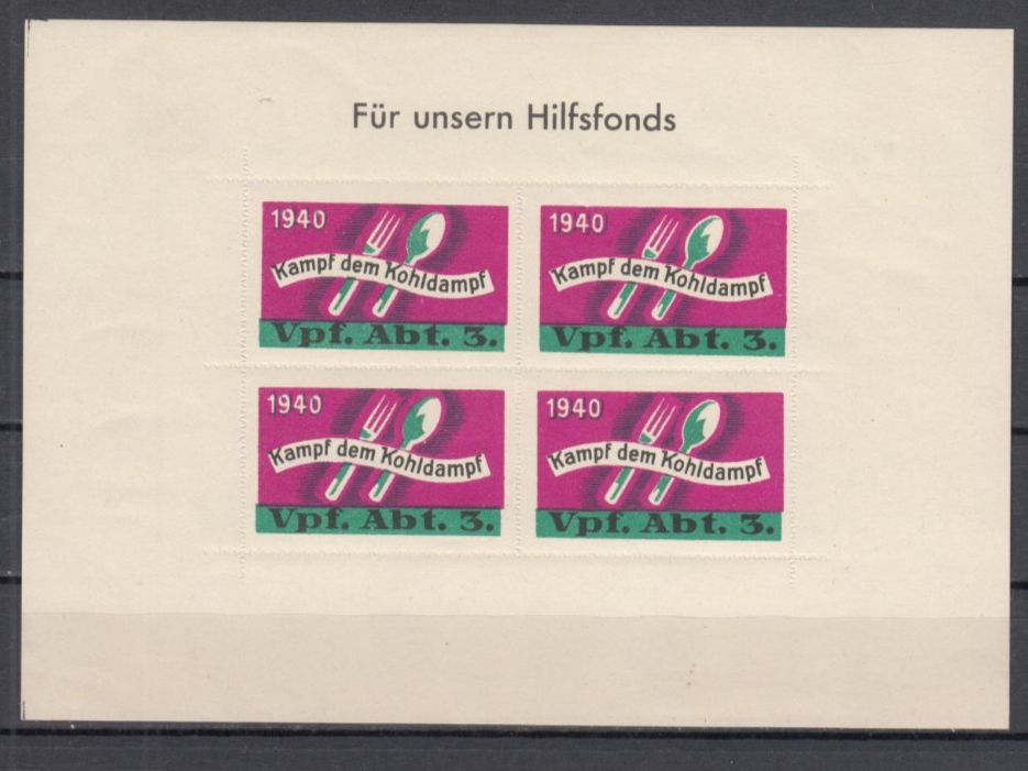 Tous les timbres: Verpflegung Wi 28 Block durchstochen mit Text postfrisch – D'occasion à Bürglen TG par StampGraf