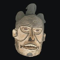 Ancient Igbo. anthropomorphic Mask Nigeria polychrome wood
