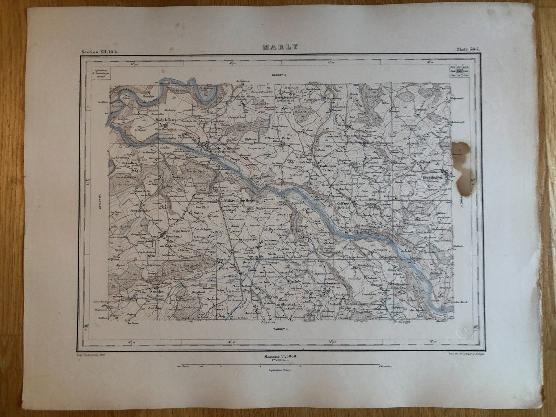 Landkarten & Atlanten: Siegfriedatlas Bl. 345: Marly 1886 – Gebraucht aus Zürich von allp