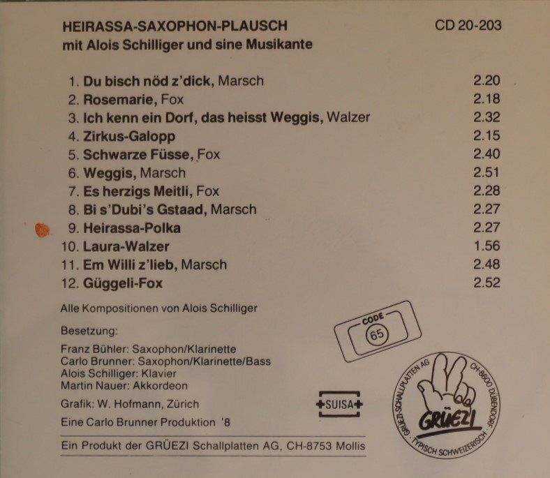 CD: Alois Schilliger - Keirassa – Usato da Luzern venduto da CONTENTI 2
