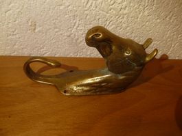 Antiker Wandhaken schöner Pferde Haken Messing 14 cm 420gr