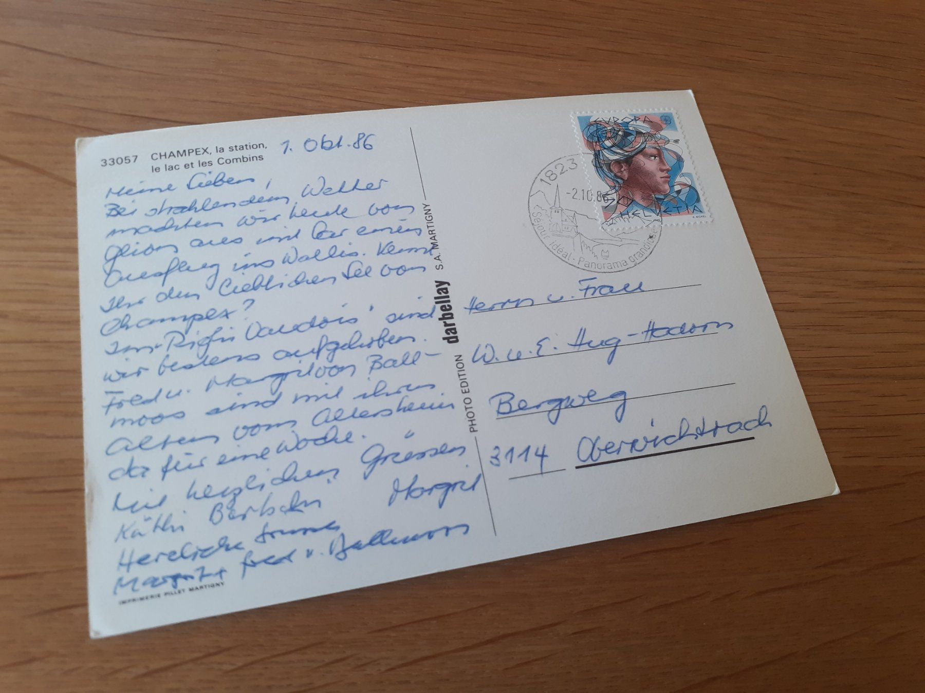 Cartes postales: CHAMPEX - 1986 – D'occasion à Winterthur par Ornyx7 1