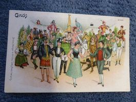 Litho,Ressource Maskenball 1904,Musik,Tanz,Atristen,Pierrot