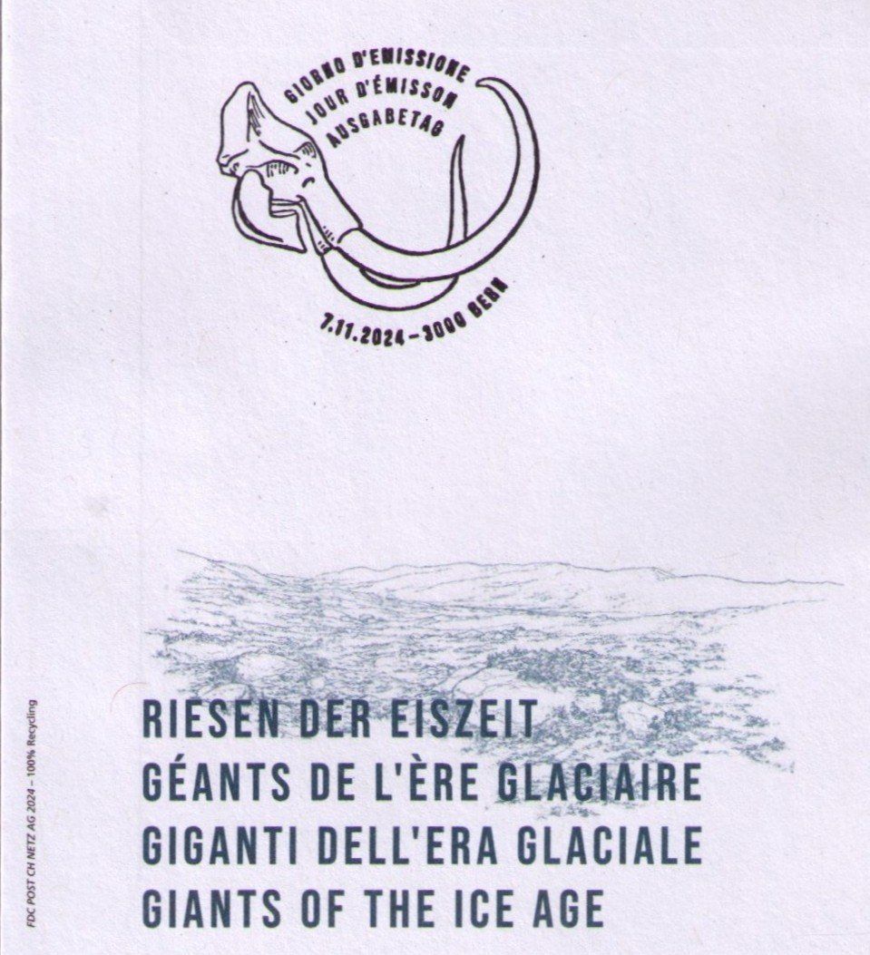 Alle Briefmarken: 2024_RIESEN DER EISZEIT_SONDERBOGEN_7.11.24_Vb Mammut-FDC ! – Gebraucht aus Marthalen von Ch_quality 2