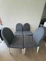 4x Dining Chairs Grey Fabric White Legs Good Condition