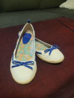 Ballerinas, Stoff, weiss/blau, Gr. 41, Seven Seconds