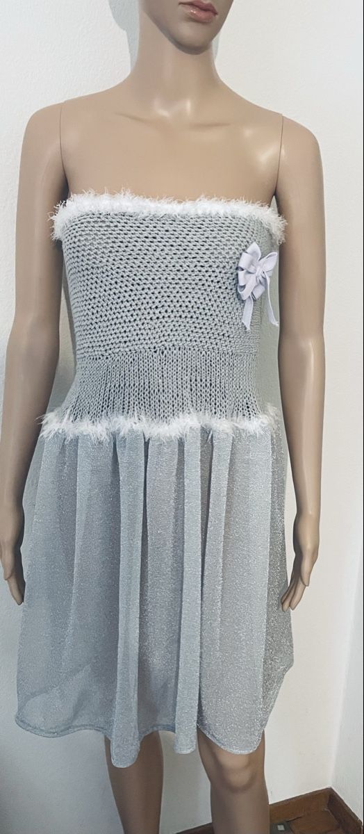 Vestiti:  Kleid Grösse M Silber Strick Glitzer – Nuovo e nell'imballaggio originale da Au ZH venduto da Jaggy4