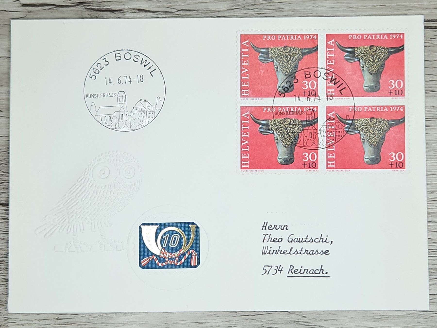 Tutti i francobolli: CL02 Enveloppe + Timbre Suisse 1974 – Usato da Cousset venduto da Patrick_Collections