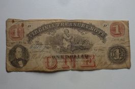 Virginia ++ 1 Dollar 1862, Treasury Note