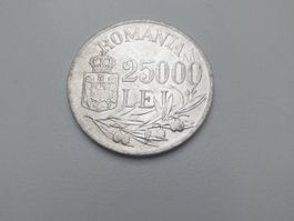🇷🇴 Romania 25000 lei 1946 Silver **12.5g** Uncleaned XF+