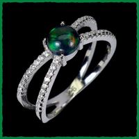 ♛ Äthiopien Black Opal Ring 925 Silber