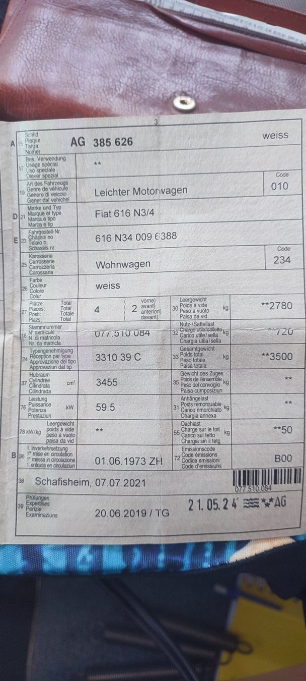 Fiat Veicoli da campeggio: Fiat 616 Diesel – Usato da Fahrwangen venduto da fiat616 2