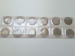 🇨🇭🤍 Lot 12x 1 Franc 1940-67 Confederation Silver 60g