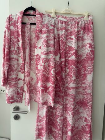 Zweiteiler Set Kimono Toile-de-Jouy-Muster . L