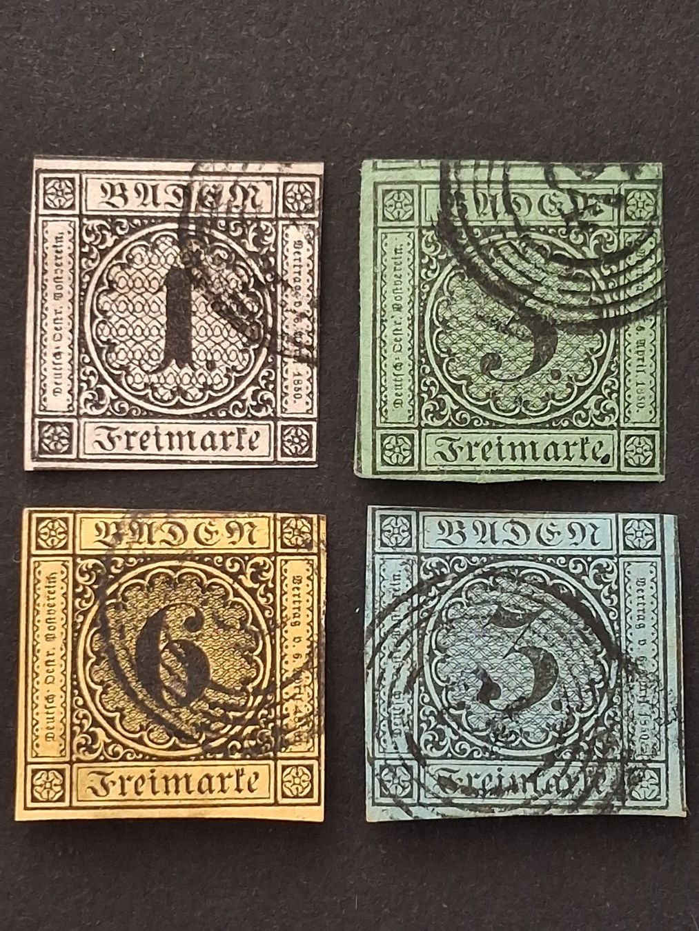 Alle Briefmarken: Baden Mi-Nr.5 -8  gestempelt  120 Fr – Gebraucht aus Kriens von Nidfeld45 2