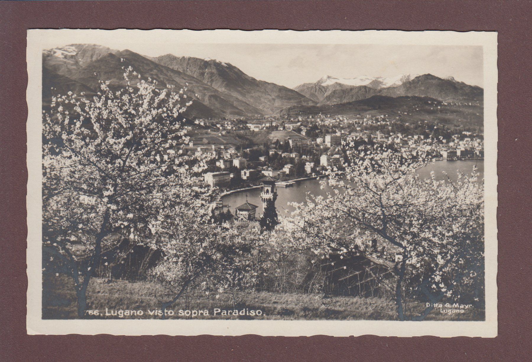 Cartoline postali: LUGANO Paradiso - Primavera - 1936 – Usato da Pully venduto da nicecards