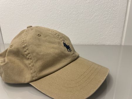 Polo Ralph Lauren Beige Baseball Cap – Navy Blue Logo – New
