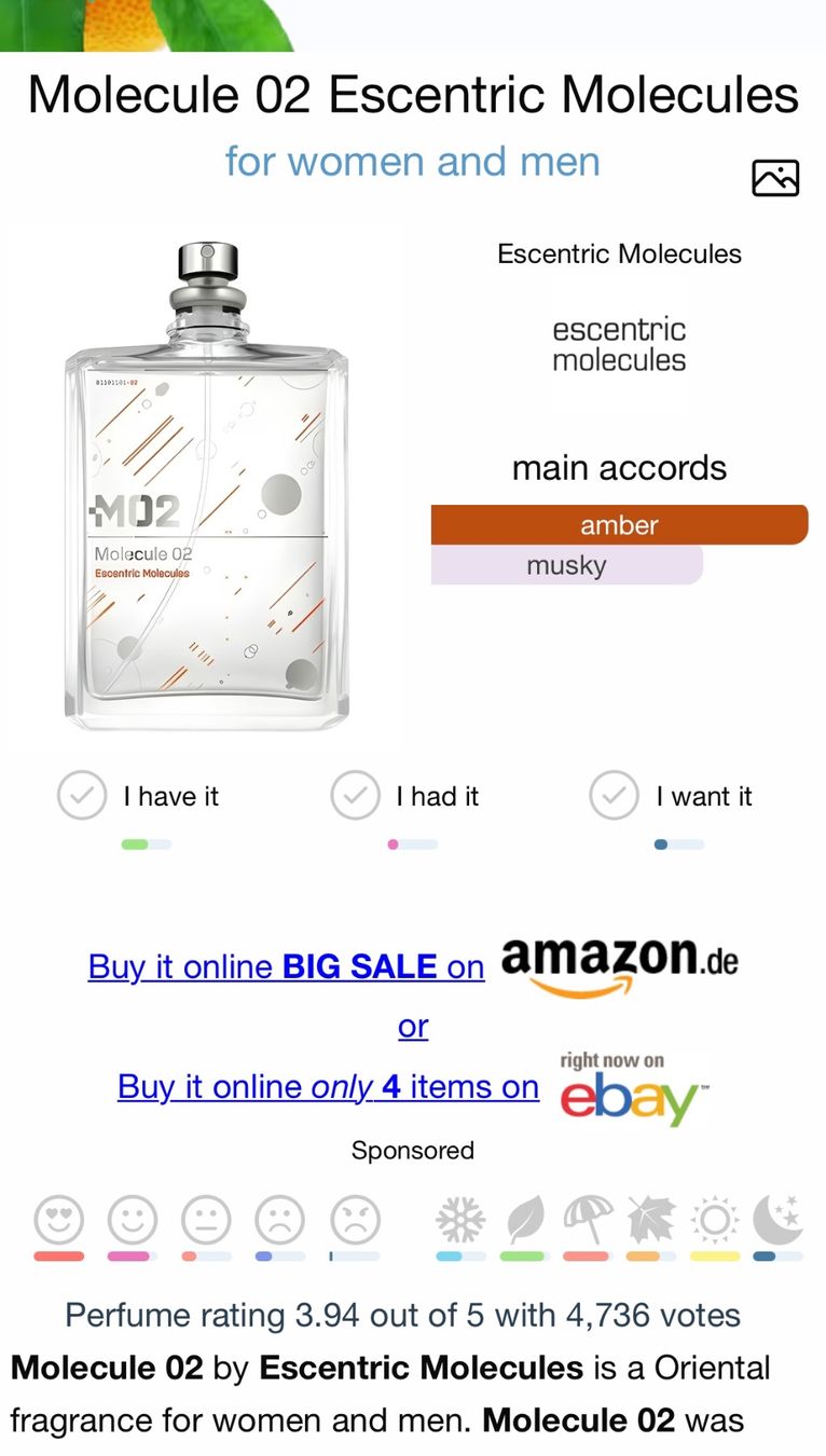 Profumi & Eau de Toilette: Escentric Molecules Molecule 02 Eau de Toilette 8.5ml Neu – Nuovo e nell'imballaggio originale da Zürich venduto da deruja 5