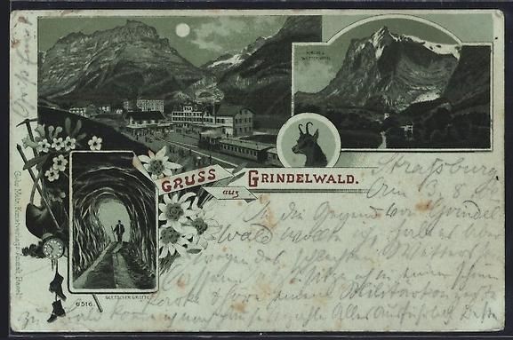 Cartoline postali: Mondschein-Lithographie Grindelwald, Bah – Usato da Berlin venduto da bartko-reher