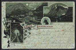 Mondschein-Lithographie Grindelwald, Bah