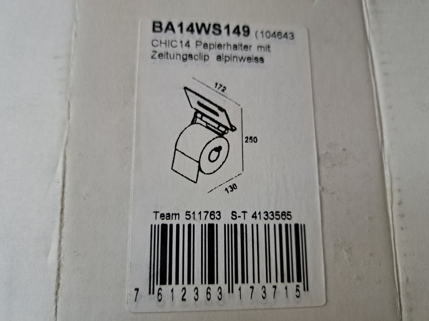 Supporti a parete: Bodenschatz BA14VC149 Papierhalter – Nuovo e nell'imballaggio originale da Tegerfelden venduto da Spick67 1