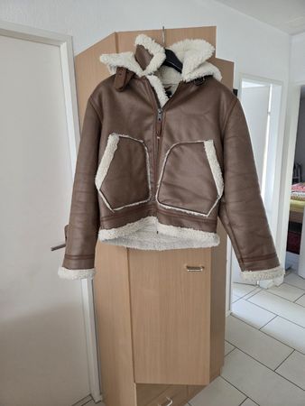 SikSilk Aviator Jacke braun Kunstfell gefüttert Grösse S