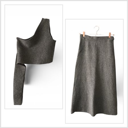 Zara Strickkleid, asymmetrisch, Grösse S, Grau, Herbst Look