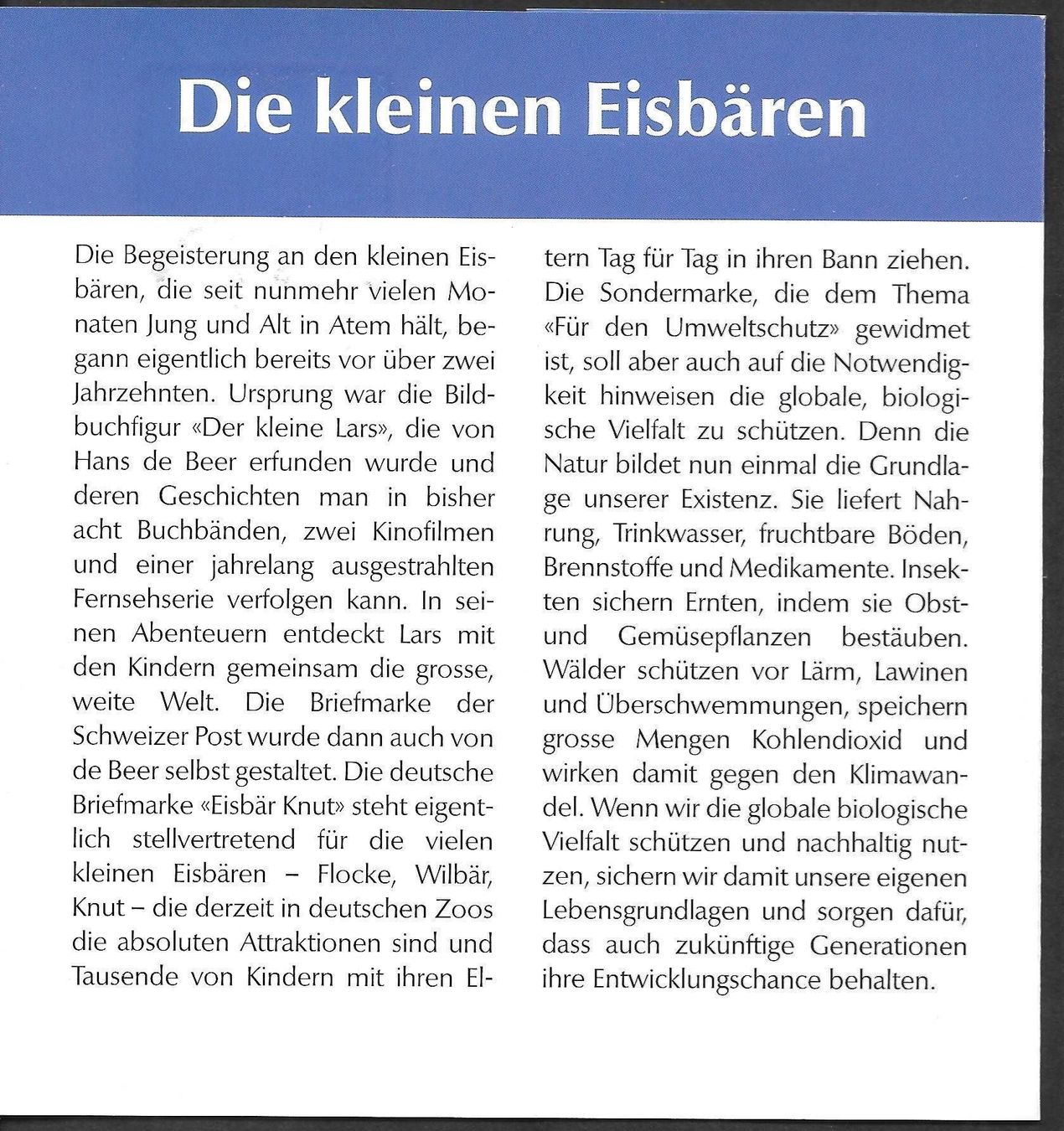 Tutti i francobolli: Folder Werbemarke 1262 etc. Die kleinen Eisbären 4.3.2008 – Nuovo (secondo la descrizione) da Olten venduto da clotaldi 1