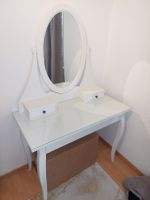 Schminktisch weiss mit Spiegel und Glasplatte 100x50 cm