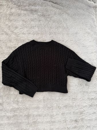 Sinsay Pullover schwarz Zopfmuster Grösse S gebraucht