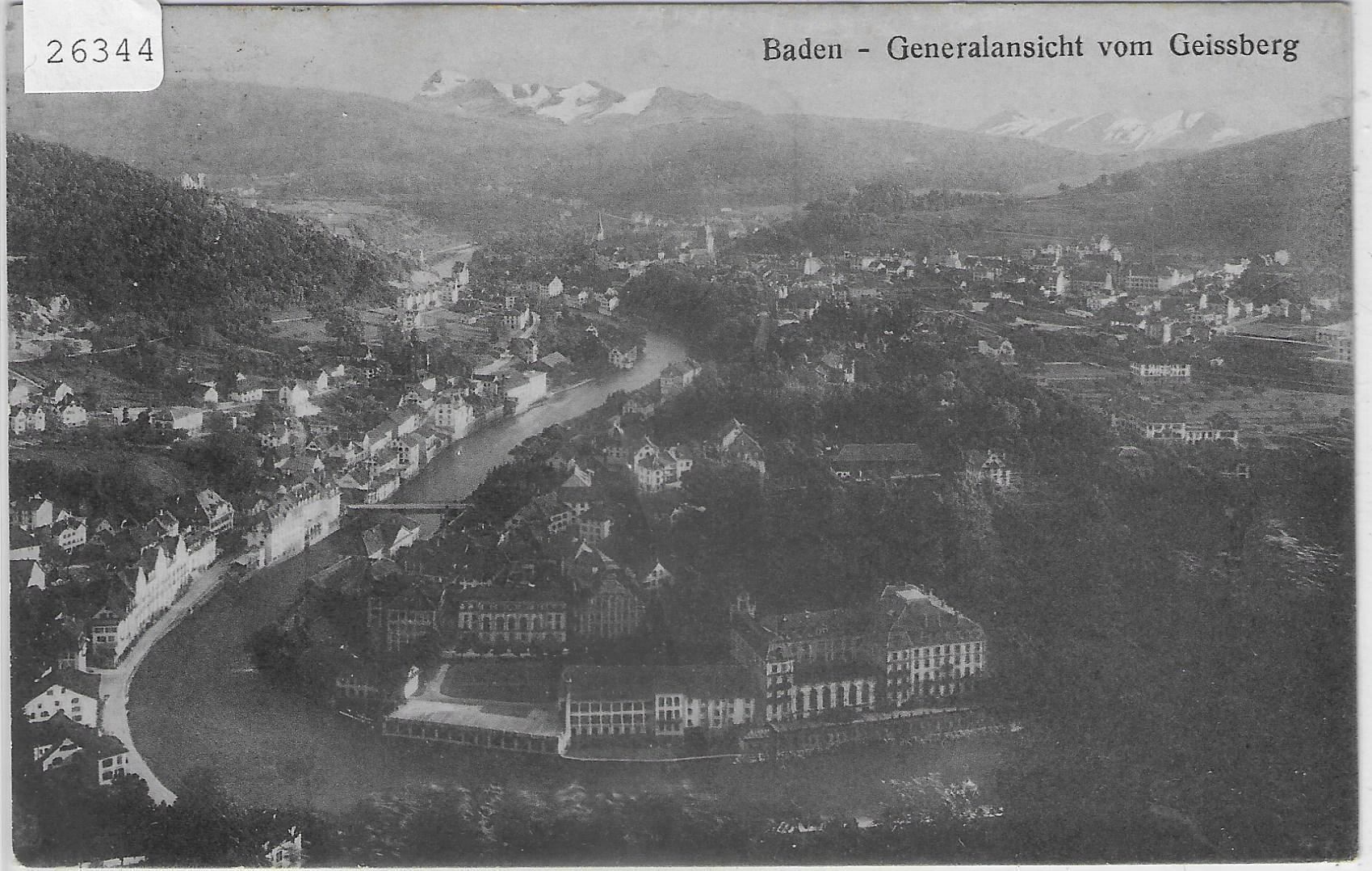 Ansichtskarten: Baden - Generalansicht vom Geissberg – Gebraucht aus Ettingen von Kartenplanet